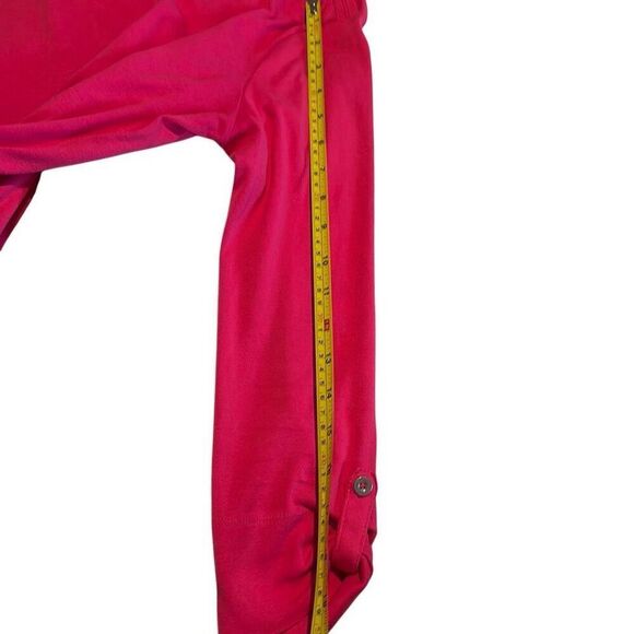 Jones New York Red Boat Neck Button Roll Tab Sleeves Top Ladies Size Medium - Picture 6 of 10